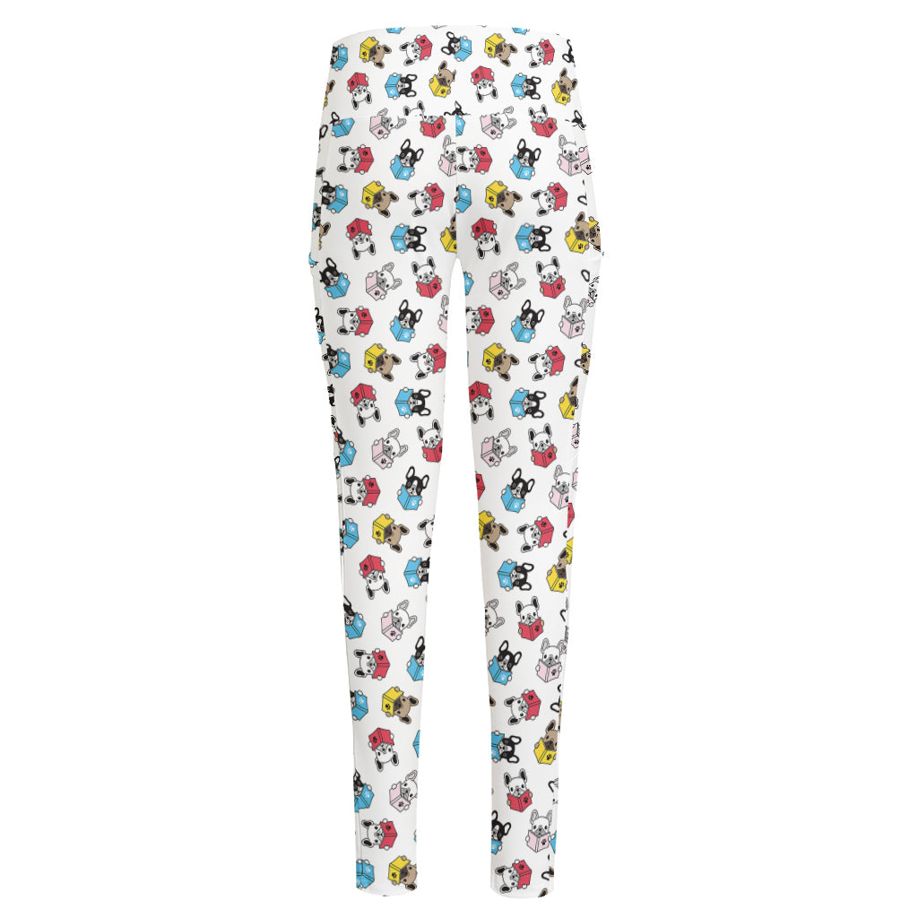 French Bulldog Reading Book Print High-Waisted Pocket Leggings