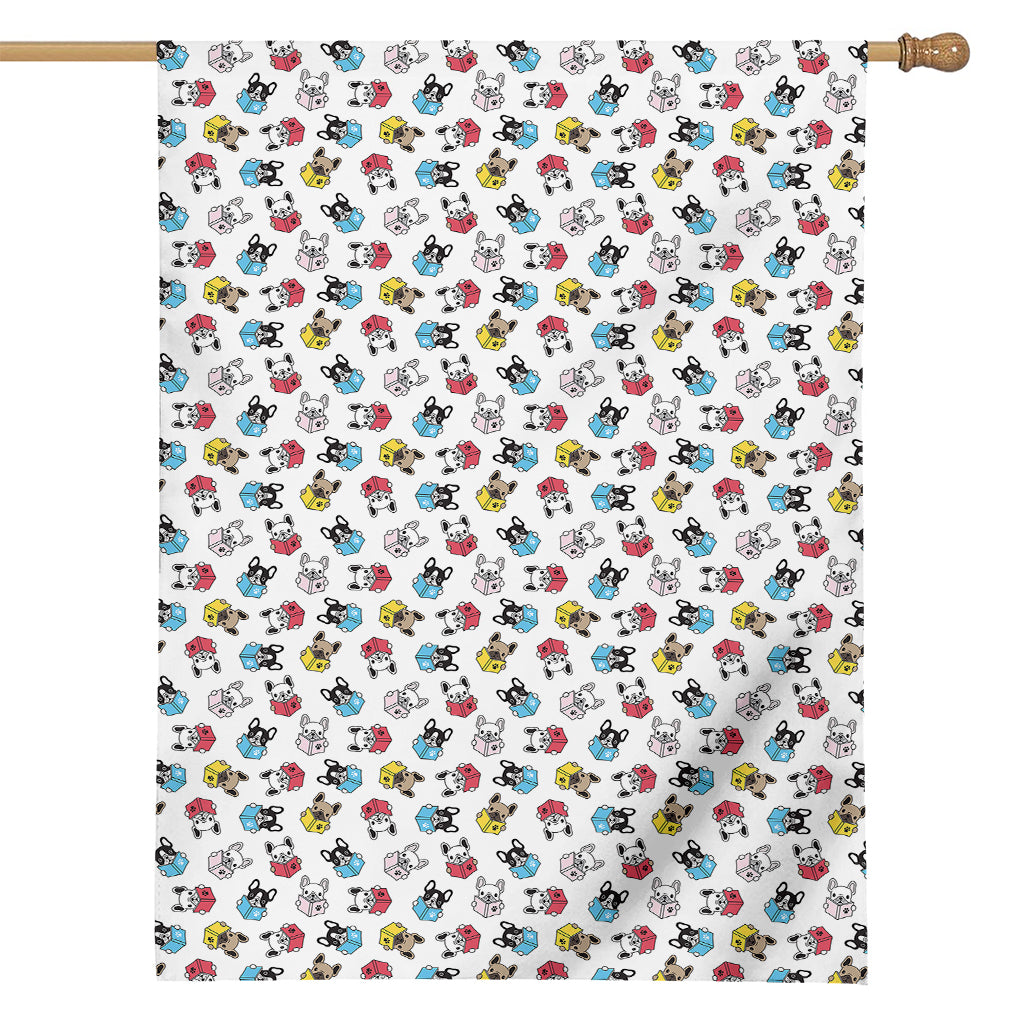 French Bulldog Reading Book Print House Flag