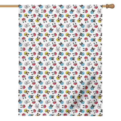 French Bulldog Reading Book Print House Flag