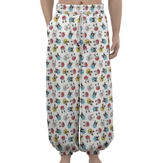 French Bulldog Reading Book Print Lantern Pants
