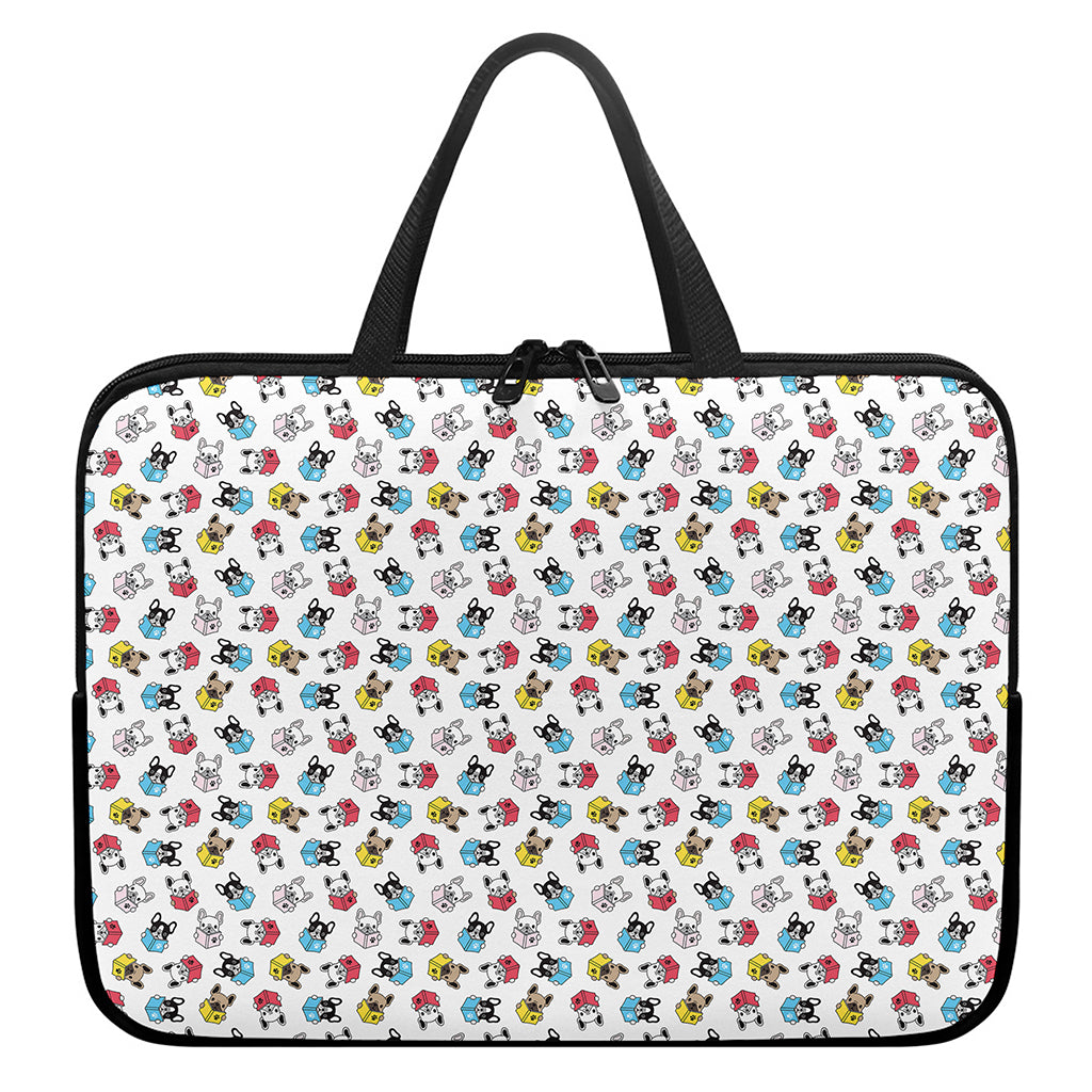 French Bulldog Reading Book Print Laptop Sleeve With Handle
