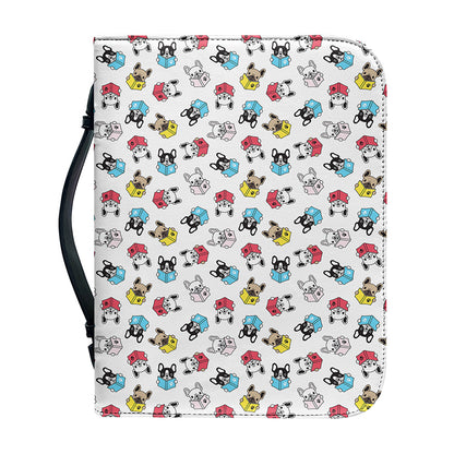 French Bulldog Reading Book Print Leather Bible Cover
