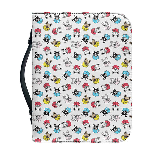 French Bulldog Reading Book Print Leather Bible Cover