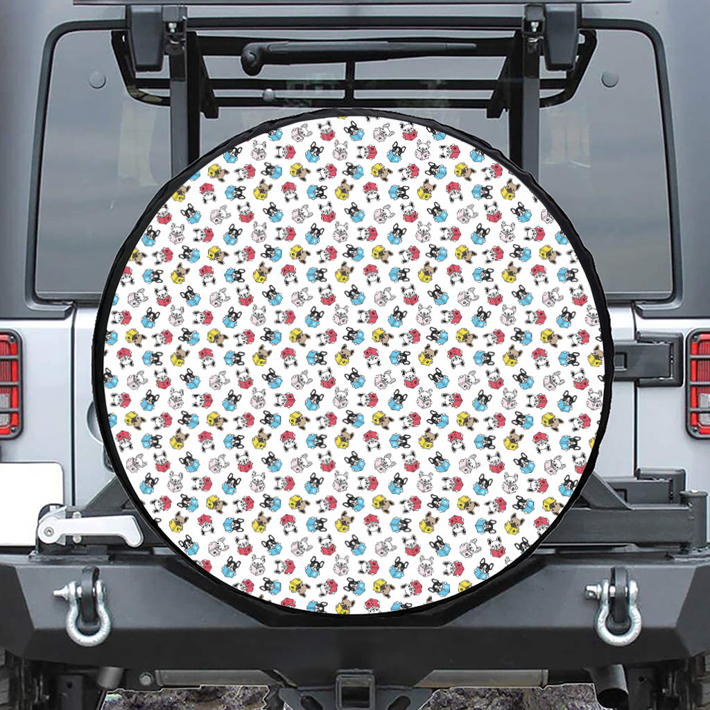 French Bulldog Reading Book Print Leather Spare Tire Cover