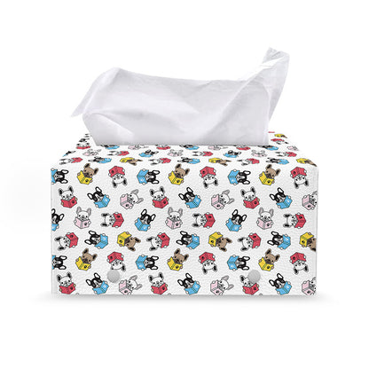 French Bulldog Reading Book Print Leather Tissue Box Cover