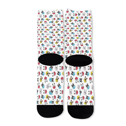 French Bulldog Reading Book Print Long Socks