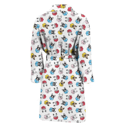 French Bulldog Reading Book Print Men's Bathrobe