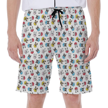 French Bulldog Reading Book Print Men's Beach Shorts