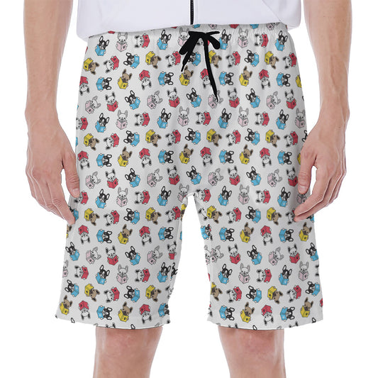 French Bulldog Reading Book Print Men's Beach Shorts