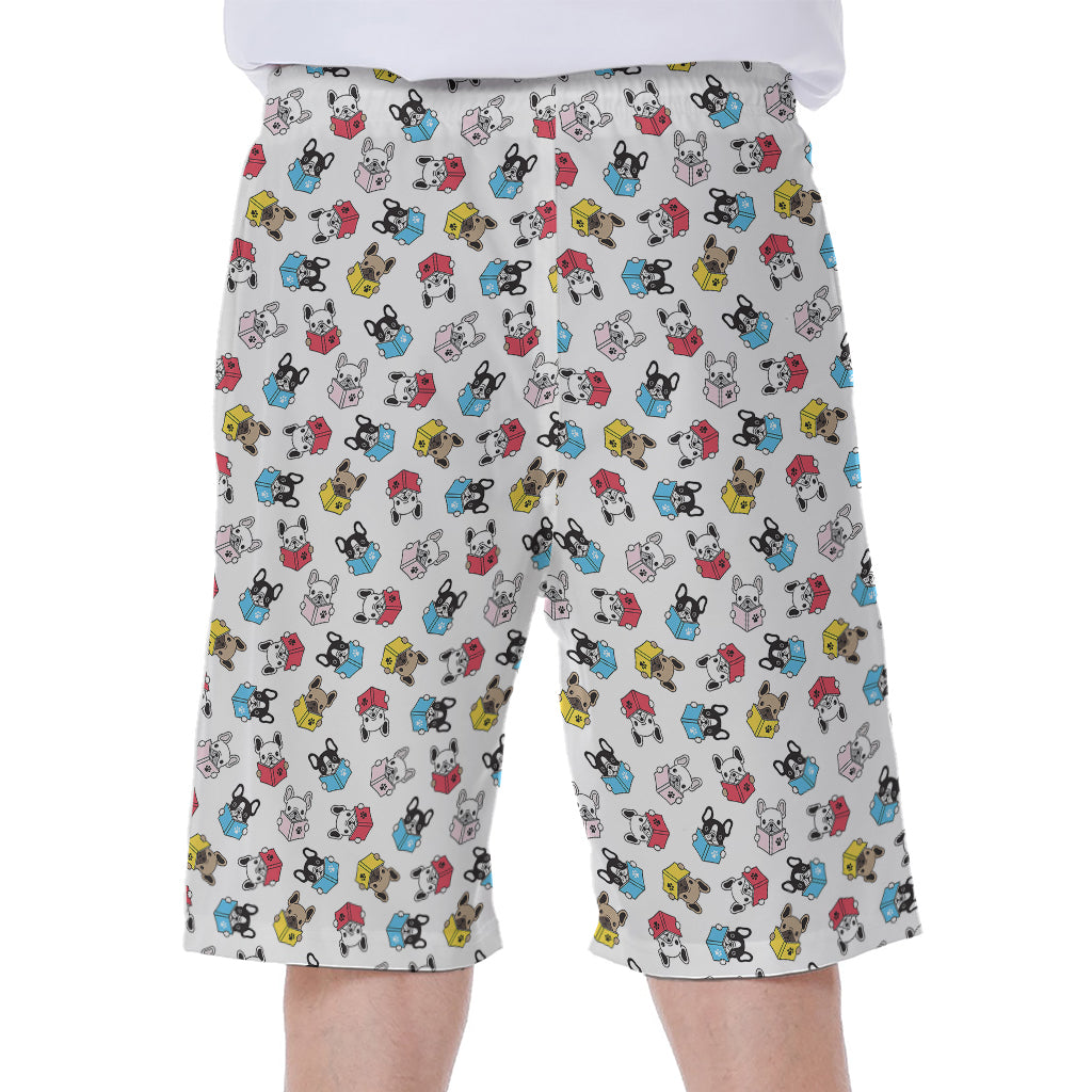 French Bulldog Reading Book Print Men's Beach Shorts