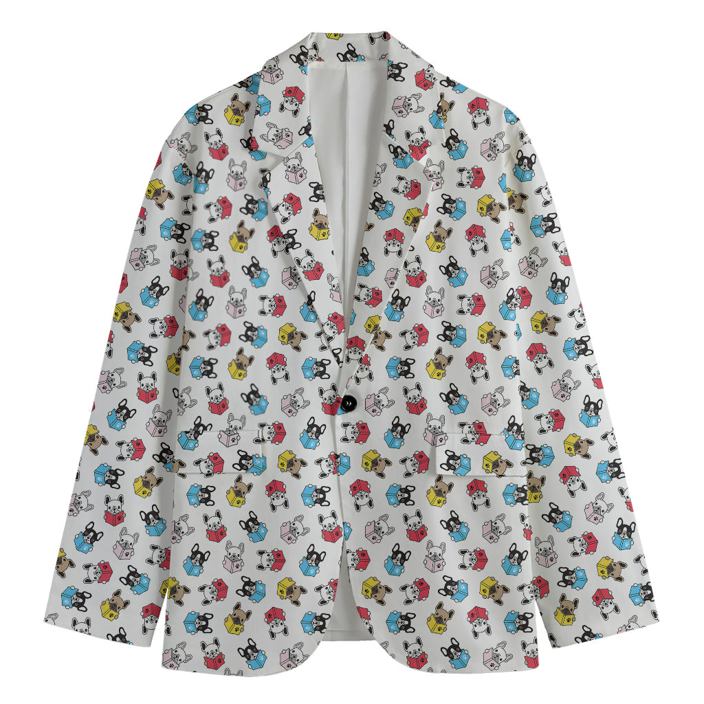 French Bulldog Reading Book Print Men's Blazer