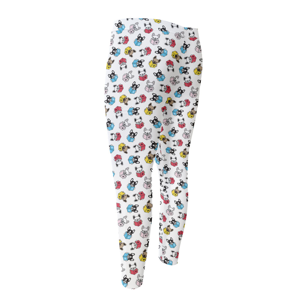 French Bulldog Reading Book Print Men's Compression Pants