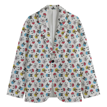 French Bulldog Reading Book Print Men's Cotton Blazer