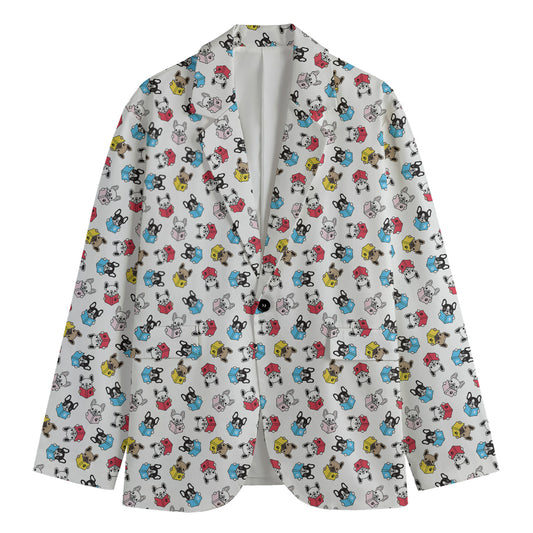 French Bulldog Reading Book Print Men's Cotton Blazer