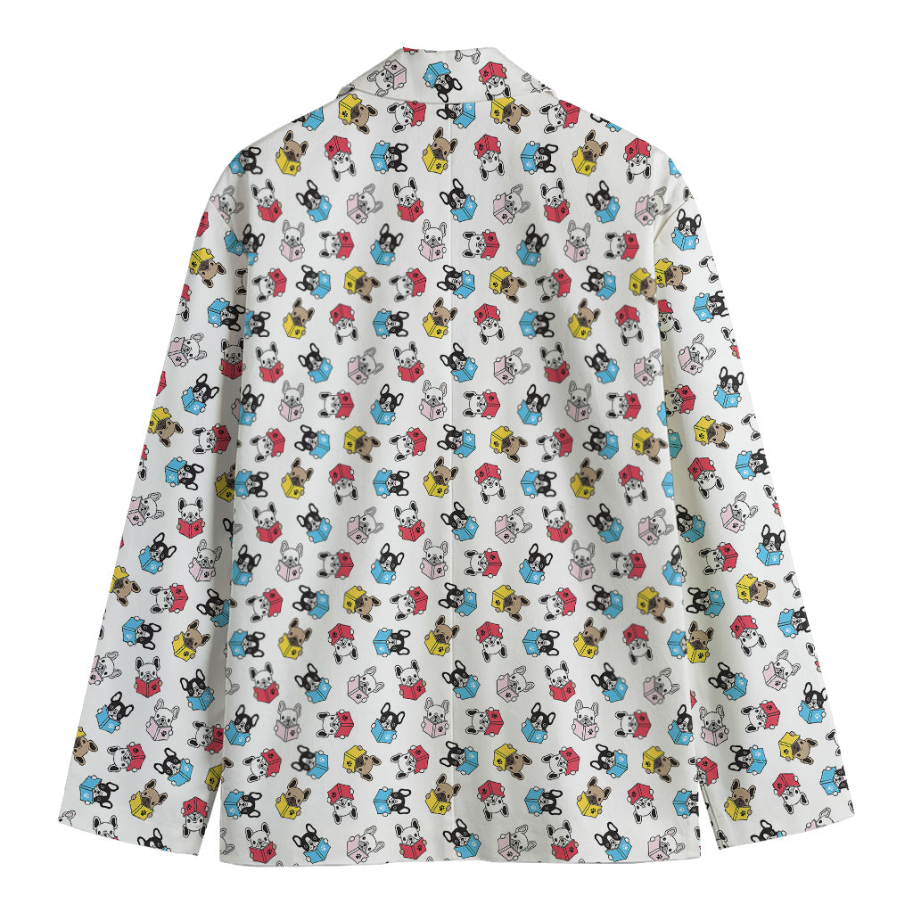 French Bulldog Reading Book Print Men's Cotton Blazer