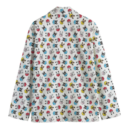 French Bulldog Reading Book Print Men's Cotton Blazer