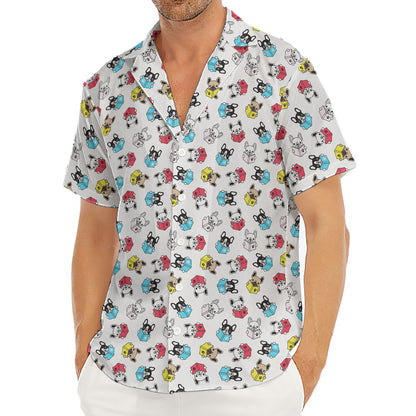 French Bulldog Reading Book Print Men's Deep V-Neck Shirt