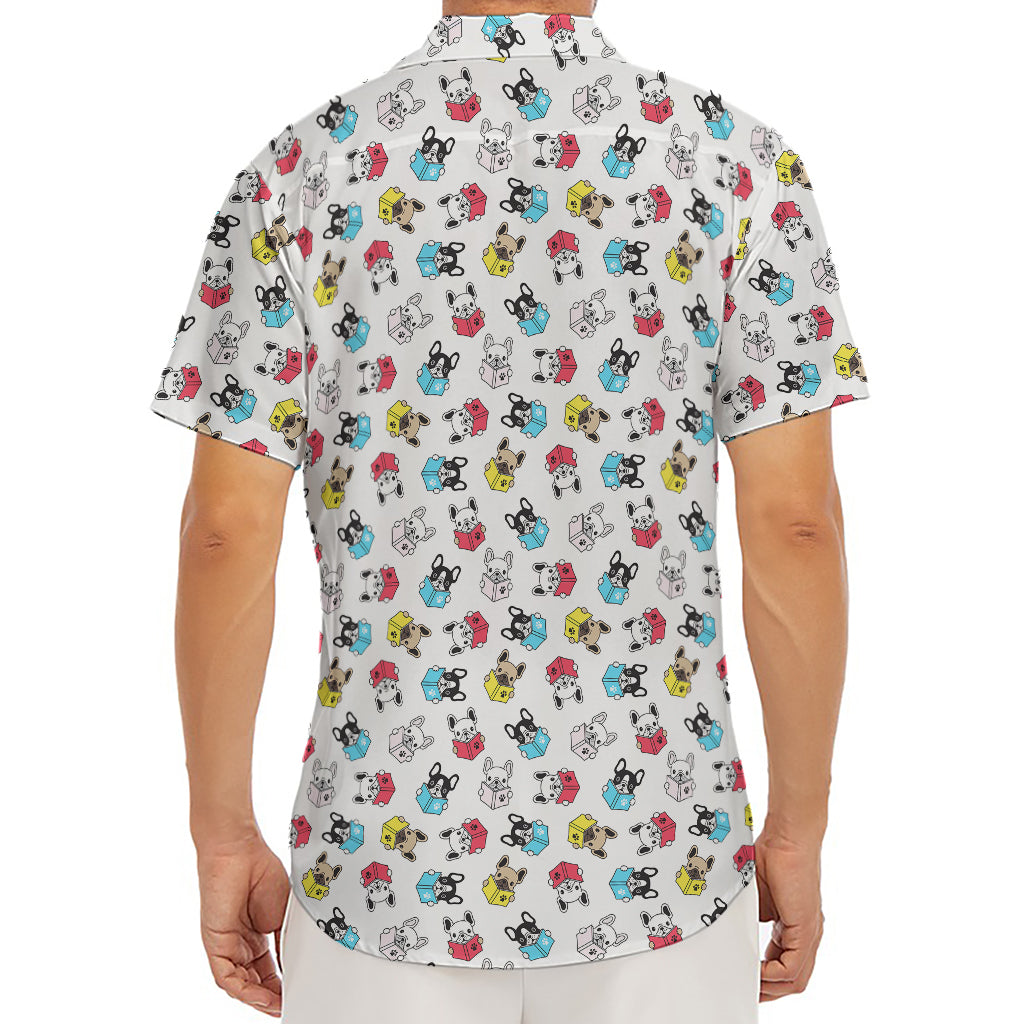 French Bulldog Reading Book Print Men's Deep V-Neck Shirt