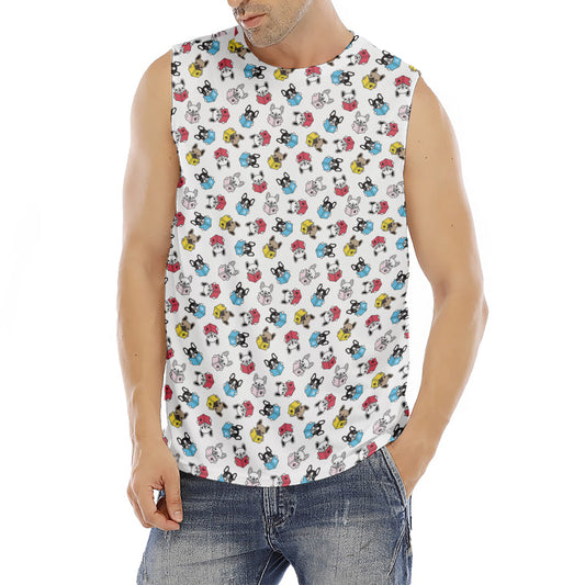 French Bulldog Reading Book Print Men's Fitness Tank Top