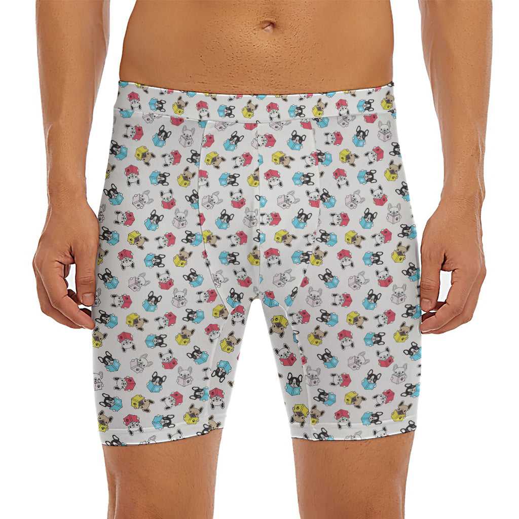 French Bulldog Reading Book Print Men's Long Boxer Briefs