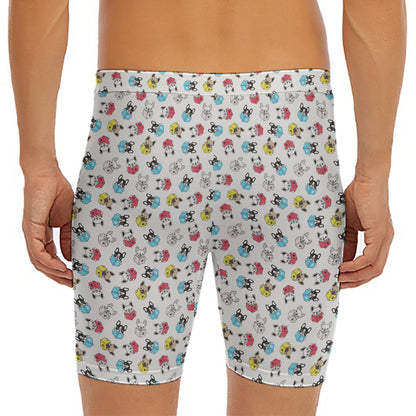 French Bulldog Reading Book Print Men's Long Boxer Briefs