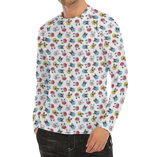French Bulldog Reading Book Print Men's Long Sleeve Rash Guard