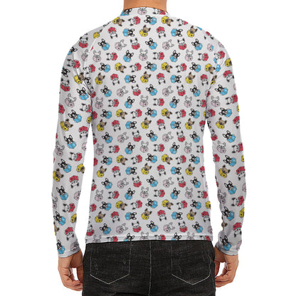 French Bulldog Reading Book Print Men's Long Sleeve Rash Guard