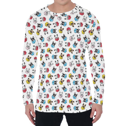 French Bulldog Reading Book Print Men's Long Sleeve T-Shirt