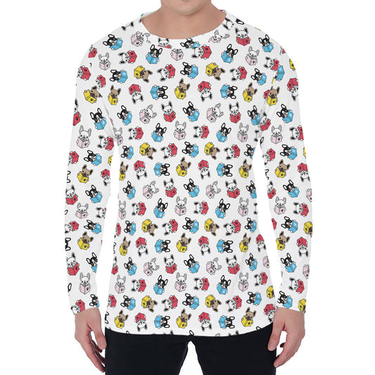 French Bulldog Reading Book Print Men's Long Sleeve T-Shirt