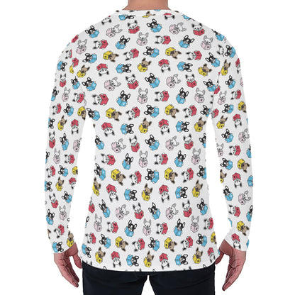 French Bulldog Reading Book Print Men's Long Sleeve T-Shirt