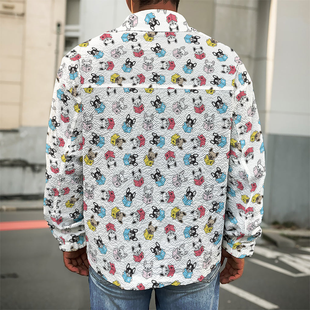 French Bulldog Reading Book Print Men's Shirt Jacket