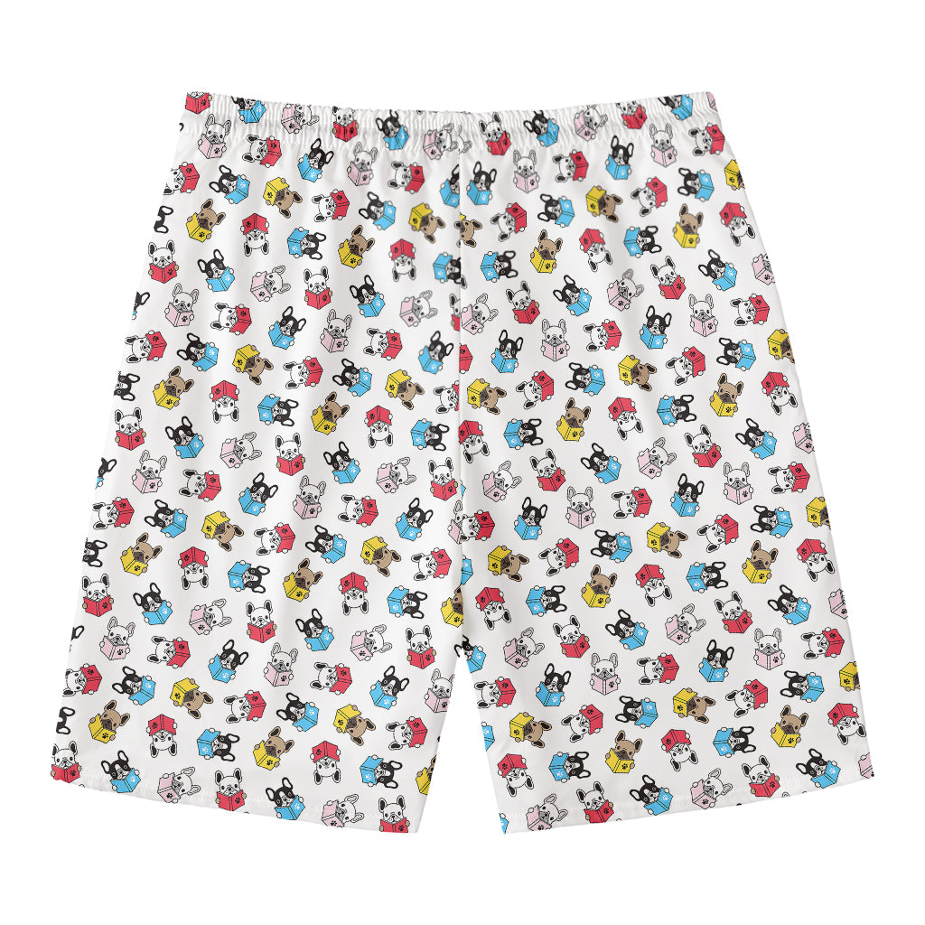 French Bulldog Reading Book Print Men's Swim Trunks