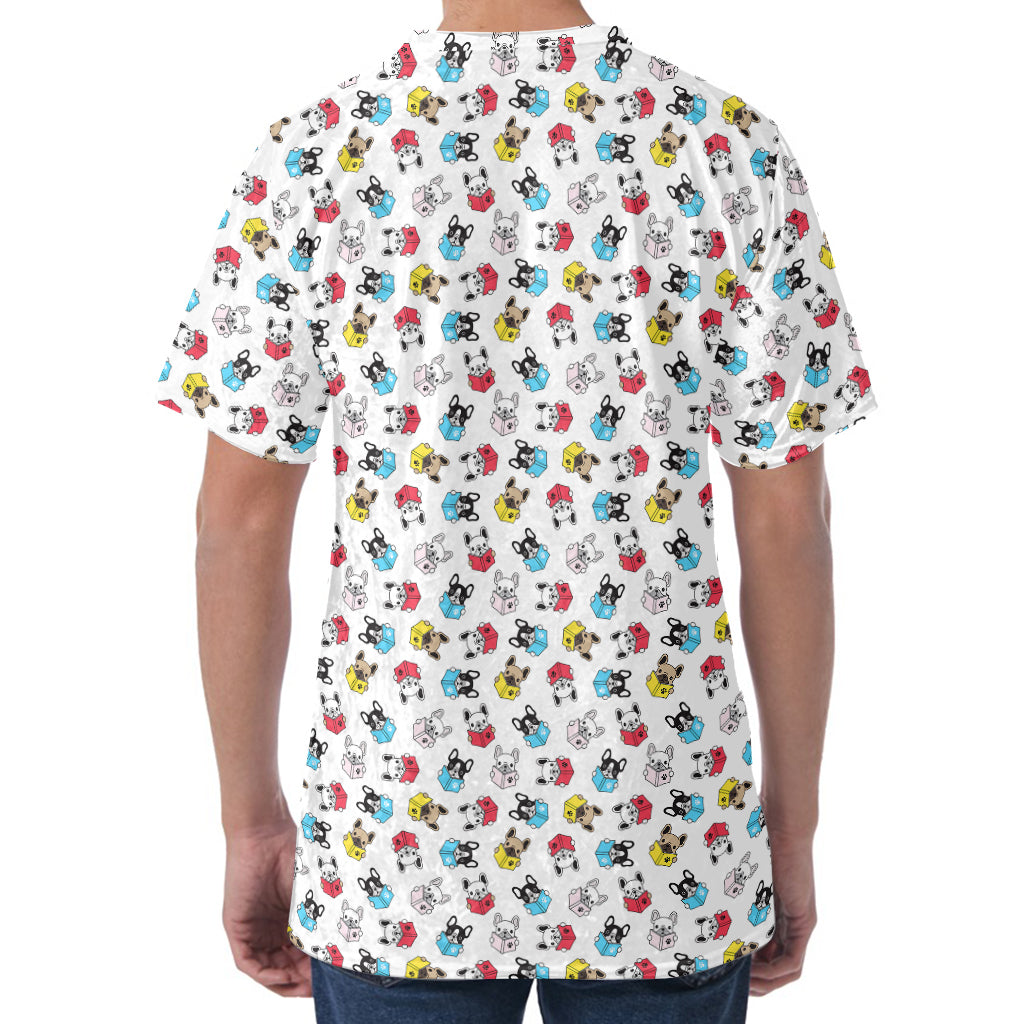 French Bulldog Reading Book Print Men's Velvet T-Shirt