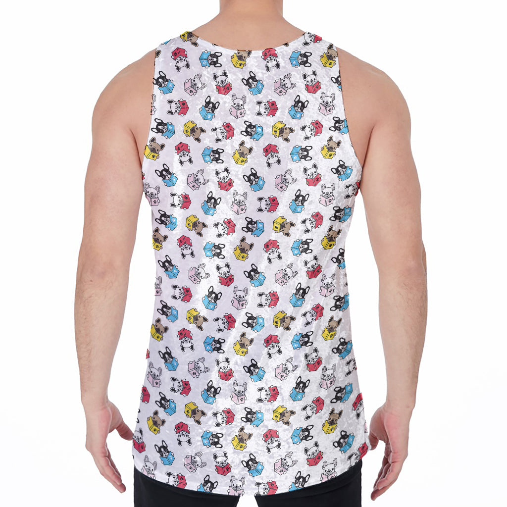 French Bulldog Reading Book Print Men's Velvet Tank Top