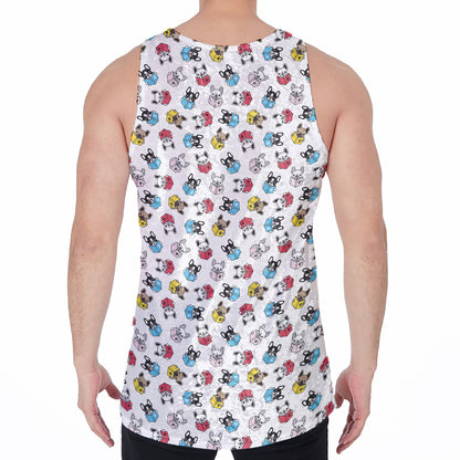 French Bulldog Reading Book Print Men's Velvet Tank Top