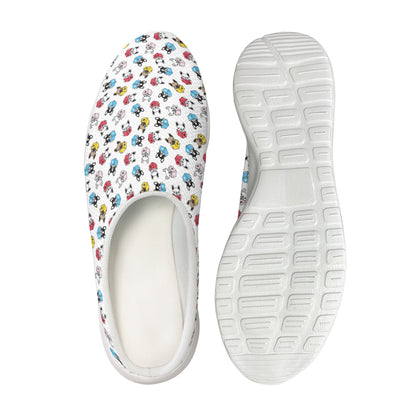 French Bulldog Reading Book Print Mesh Casual Shoes