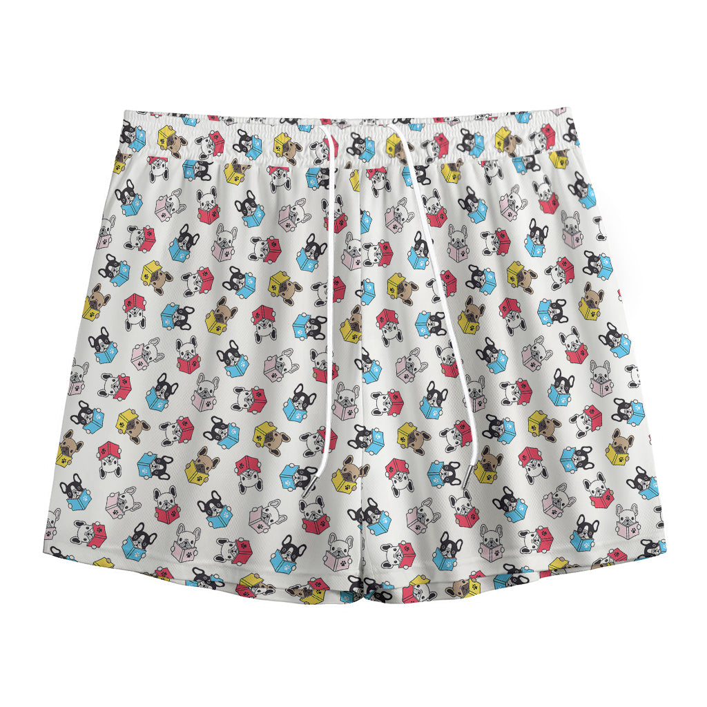 French Bulldog Reading Book Print Mesh Shorts