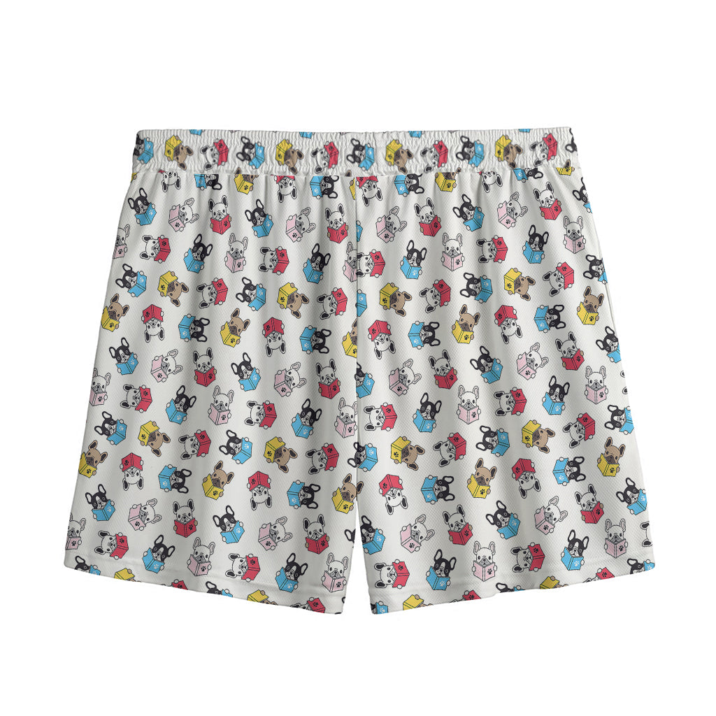 French Bulldog Reading Book Print Mesh Shorts