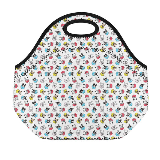 French Bulldog Reading Book Print Neoprene Lunch Bag