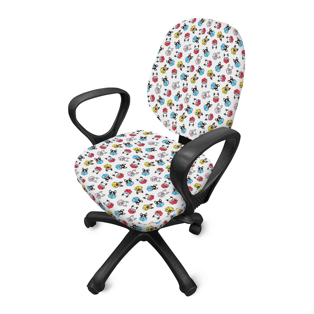 French Bulldog Reading Book Print Office Chair Cover
