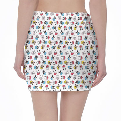 French Bulldog Reading Book Print Pencil Mini Skirt