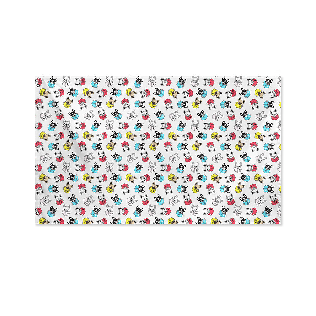 French Bulldog Reading Book Print Polyester Flag