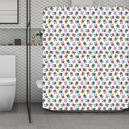French Bulldog Reading Book Print Polyester Shower Curtain