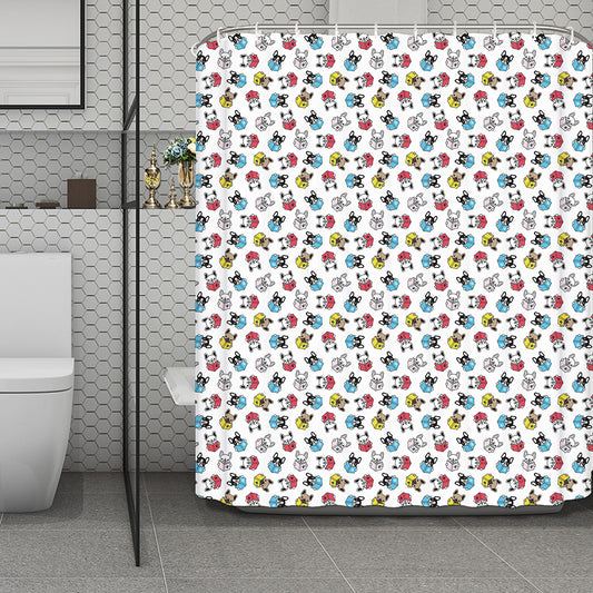 French Bulldog Reading Book Print Polyester Shower Curtain