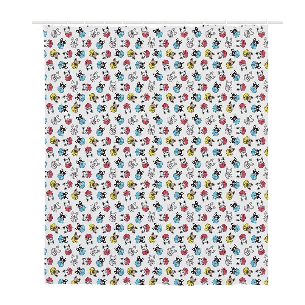 French Bulldog Reading Book Print Polyester Shower Curtain