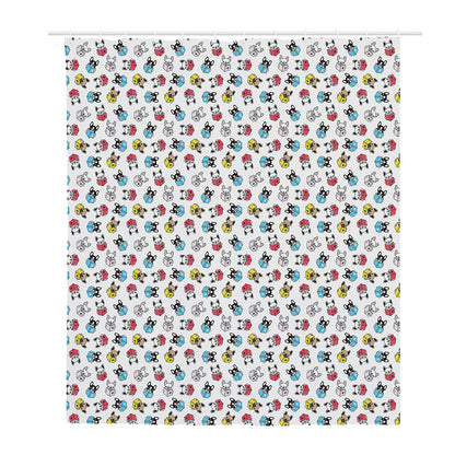 French Bulldog Reading Book Print Polyester Shower Curtain