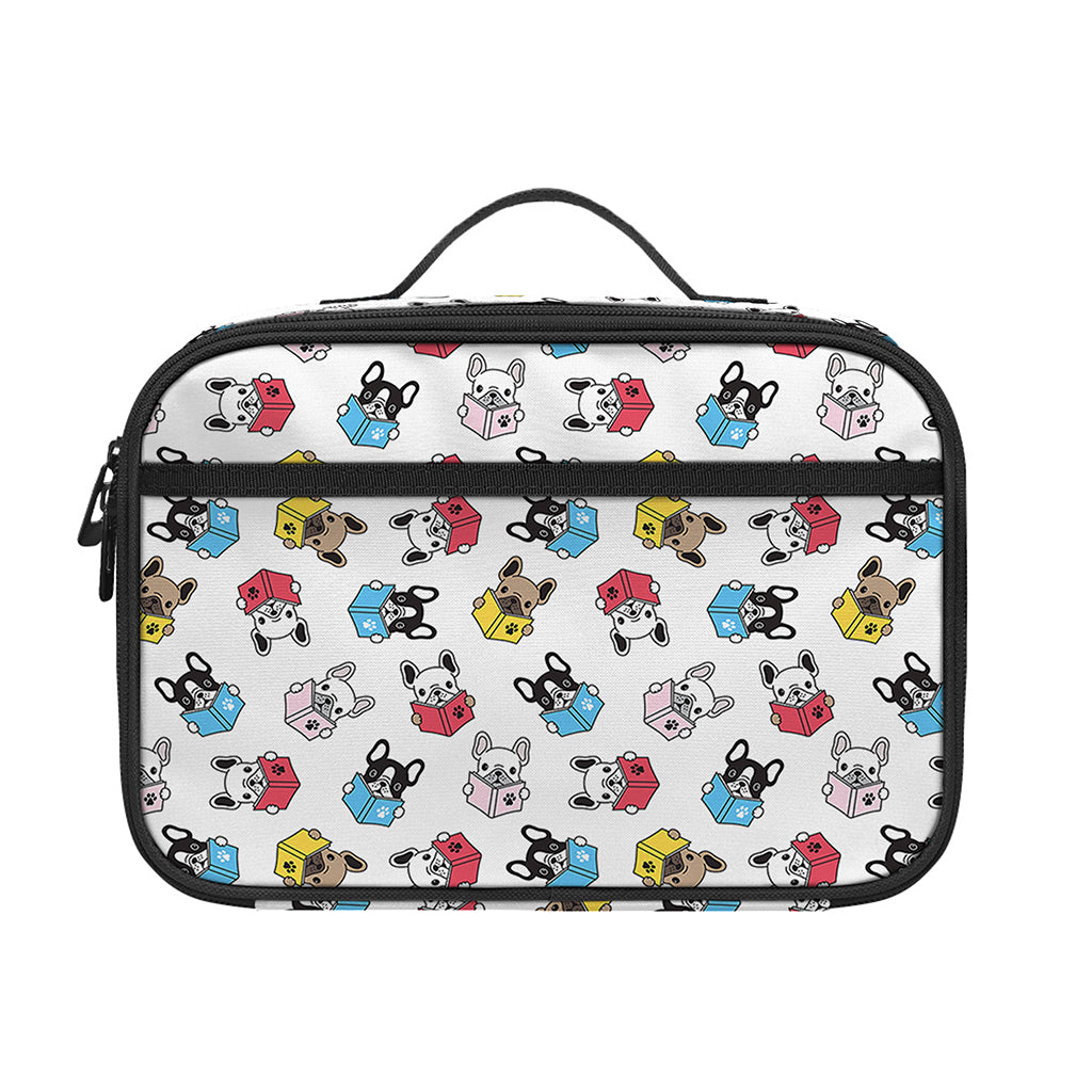 French Bulldog Reading Book Print Portable Lunch Bag