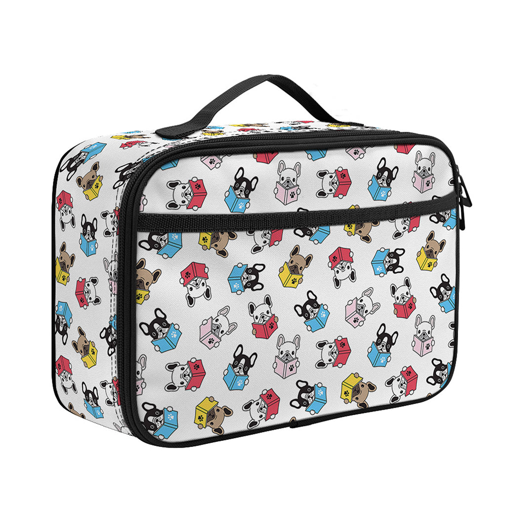 French Bulldog Reading Book Print Portable Lunch Bag