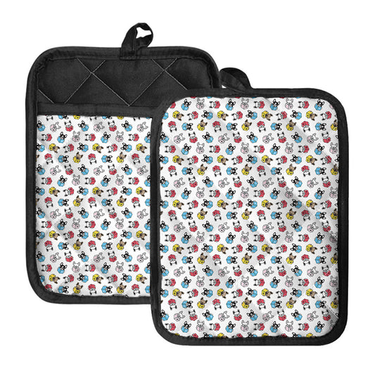 French Bulldog Reading Book Print Pot Holders With Pocket
