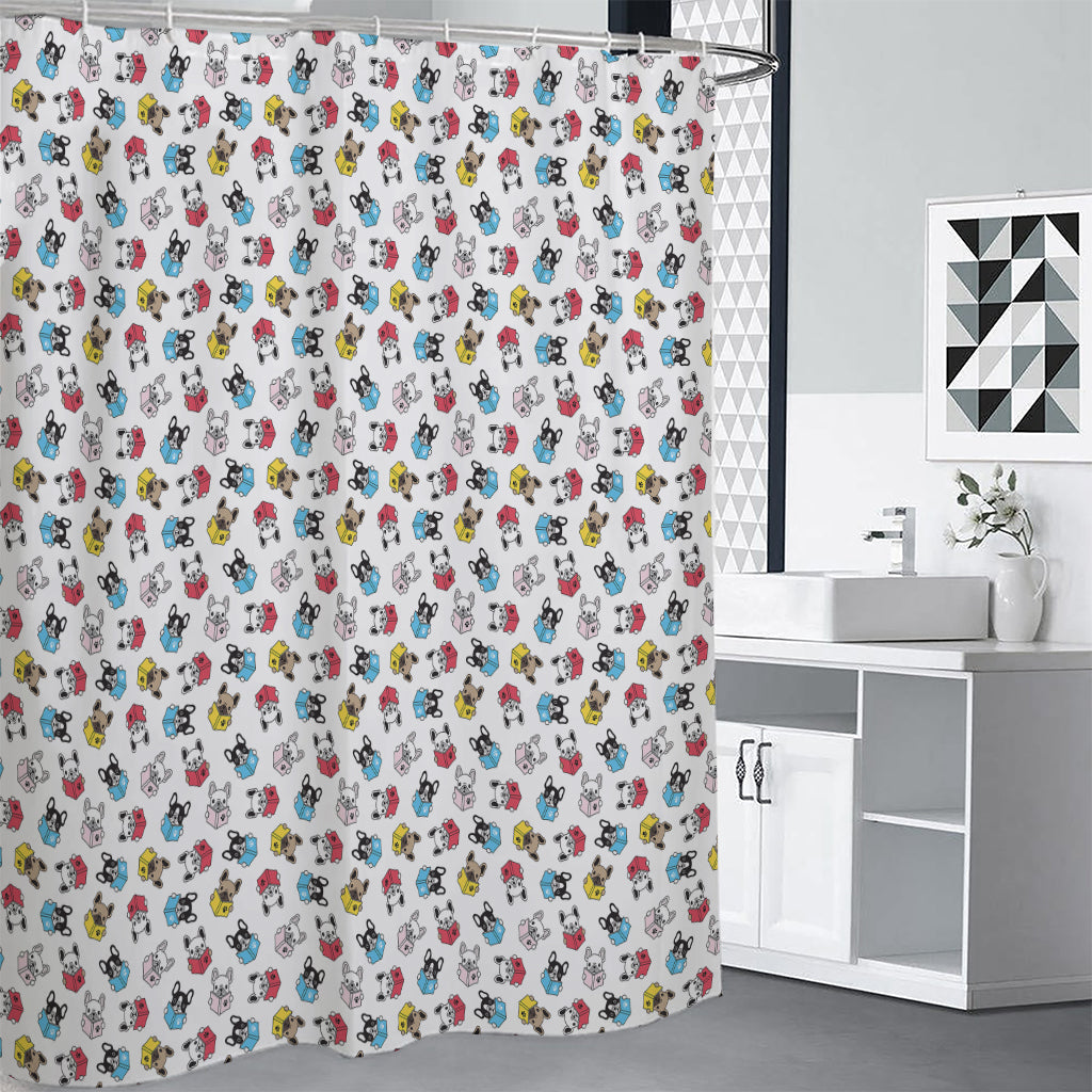 French Bulldog Reading Book Print Premium Shower Curtain